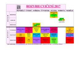 rozvrh cvičení 2017 pondělí úterý středa čtvrtek pátek sobota neděle
