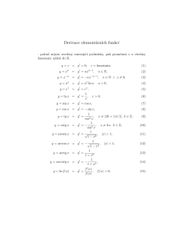 Derivace elementárn´ıch funkc´ı