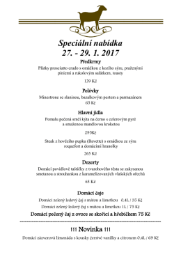 Speci&aacute;ln&iacute; nab&iacute;dka 27. - 29. 1. 2017