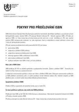 pokyny pro přidělování isbn