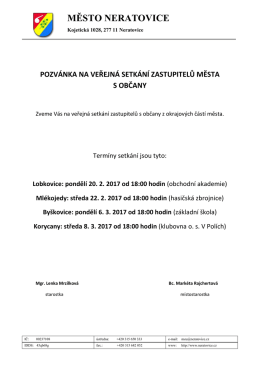 Veřejná setkání zastupitelů města s občany z