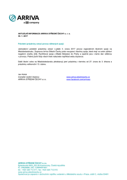 ARRIVA STŘEDN&Iacute; ČECHY s.r.o. Boleslavsk&aacute; 98/6, 293 06