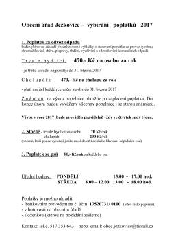 Obecní úřad Ježkovice – vybírání poplatků 2017