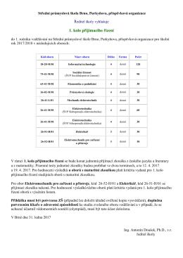 1. kolo přijímacího řízení - SPŠ Brno, Purkyňova, příspěvková