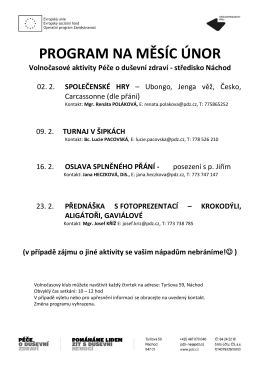 program na měsíc únor - Péče o duševní zdraví
