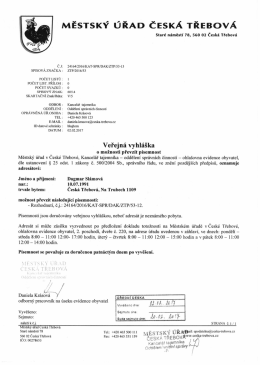 Veřejná vyhláška o možnosti převzít písemnost