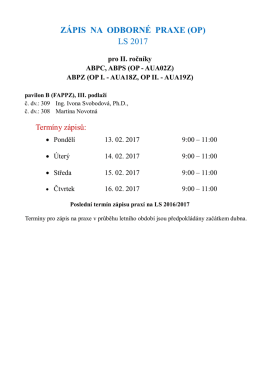 ZÁPIS NA ODBORNÉ PRAXE (OP) LS 2017