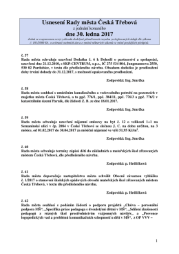 Usnesení Rady města Česká Třebová z jednání konaného dne 30