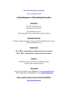 Přednáškový blok „Lichtenštejnové a lichtenštejnská krajina“