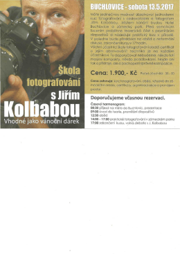 Škola fotografování s JIŘÍM KOLBABOU