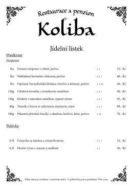 Menu - Restaurace a penzion Koliba