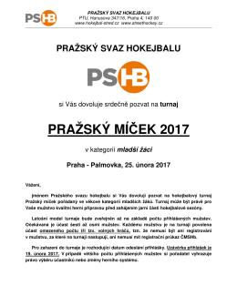 Pražský míček - propozice mladší žáci - HOKEJBAL