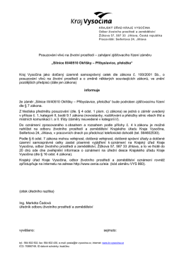 zahájení zjišťovacího řízení záměru