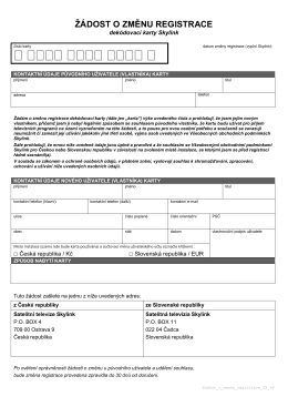 Registrační protokol je důležitou přílohou přístupové karty