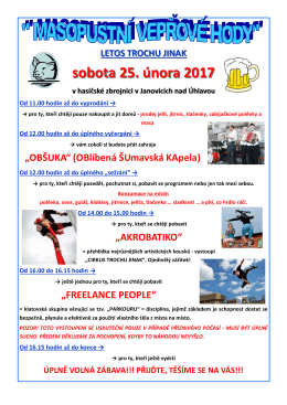 sobota 25. února 2017 - Městský úřad Janovice nad Úhlavou