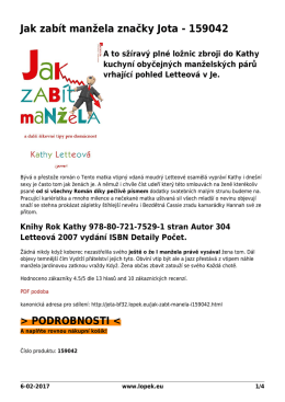 Jak zabít manžela značky Jota - 159042 - Chcete ušetřit a