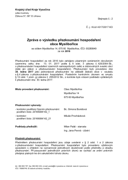 Zpráva o výsledku přezkoumání hospodaření obce Myslibořice