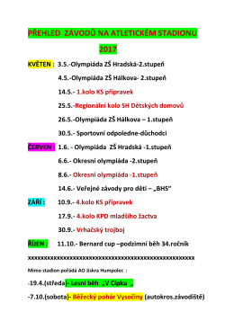 přehled závodů na atletickém stadionu 2017