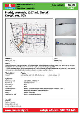 Prodej, pozemek, 1207 m2, Choteč Choteč, okr. Jičín www