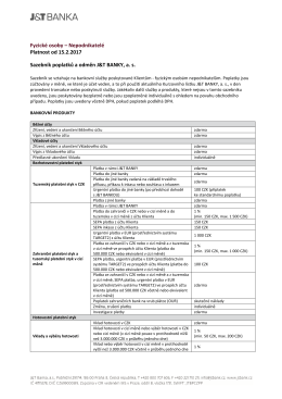 Fyzické osoby – Nepodnikatelé Platnost od 15.2.2017 Sazebník