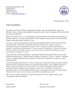Tiskové prohlášení - Ekumenická rada církví