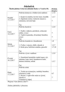 obědy - Církevní základní škola ve Veselí nad Moravou