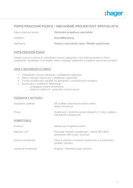 popis pracovní pozice / obchodně-projektový specialista