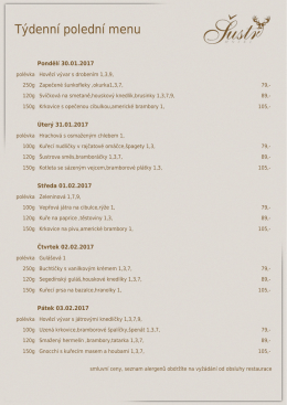 Týdenní polední menu - Hotel Šustr Nasavrky