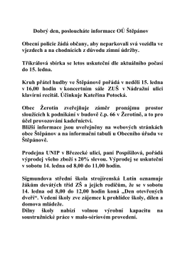 Hlášení rozhlasu 13. 1. 2017