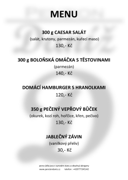 300 g CAESAR SAL&Aacute;T 130,- Kč 300 g BOLOŇSK&Aacute; OM&Aacute;ČKA S