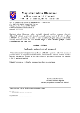 Magistr&aacute;t m sta Olomouce