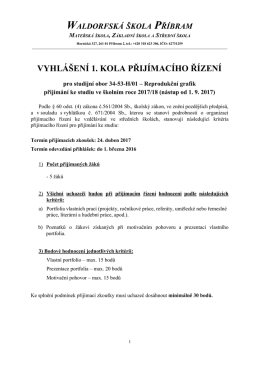 vyhlášení 1. kola přijímacího řízení