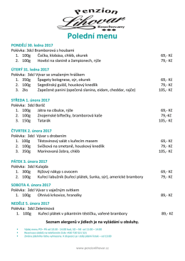 Týdenní menu 30.1. - 5.2.