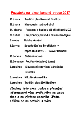 Pozvánka na akce konané v roce 2017