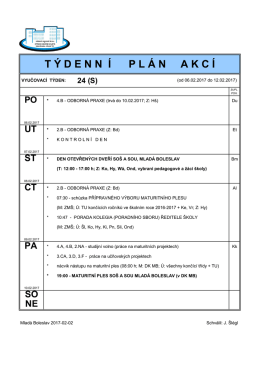 Týdenní plán akcí