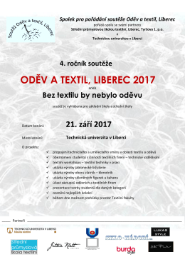 oděv a textil, liberec 2017 - Vítejte na stránkách soutěže Oděv a