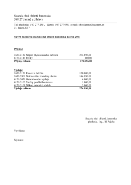 Návrh rozpočtu DSO Svazek obcí oblasti Jamenska na rok