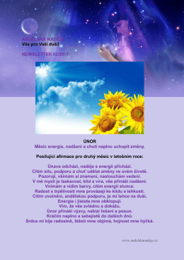 ANDĚLSK&Aacute; NADĚJE V&scaron;e pro Va&scaron;i du&scaron;i! NEWSLETTER 02/2017