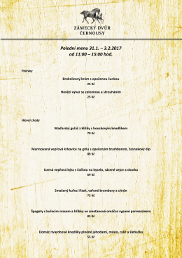 Polední menu 31.1. – 3.2.2017 od 11:00 – 15:00 hod.