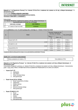 Załącznik nr 1 do Regulaminu Promocji "Ja + Internet LTE