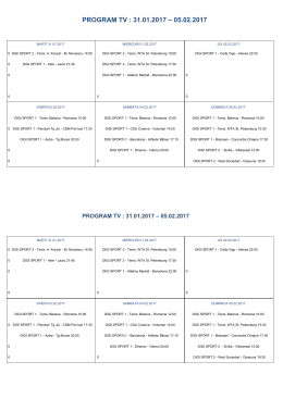 PROGRAM TV : 31.01.2017– 05.02.2017