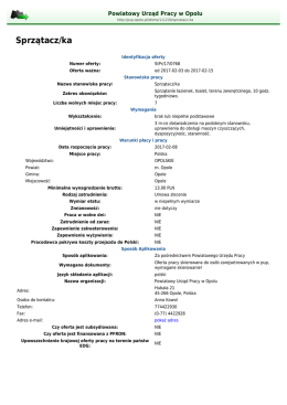Sprzątacz/ka - Powiatowy Urząd Pracy w Opolu