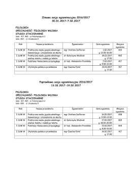 Zimowa sesja egzaminacyjna 2017 I SUM ital.