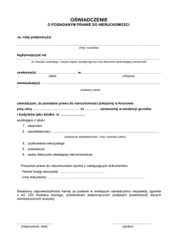 Oświadczenie o posiadanym prawie do nieruchomości