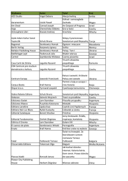 Wydawca Autor Tytuł Kraj AED Studio Vogel Debora Akacje kwitną