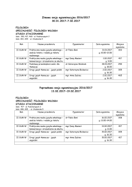 Zimowa sesja egzaminacyjna 2016/2017 30.01.2017