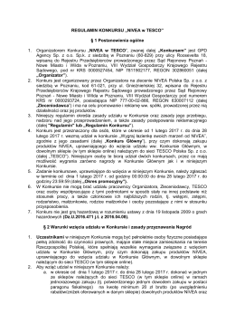 REGULAMIN KONKURSU &bdquo;NIVEA w TESCO&rdquo; &sect; 1 Postanowienia