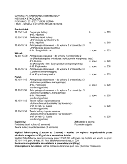 i rok – studia ii stopnia magisterskie p