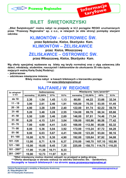 bilet świętokrzyski - Przewozy Regionalne