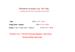 Abonament na miesiąc Luty 2017 roku od dnia 01.02.2017 do dnia